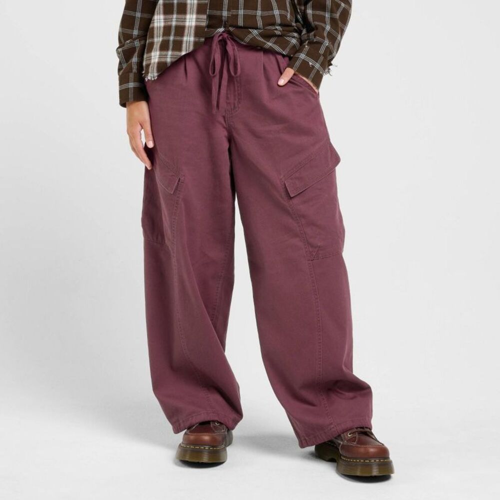Women's dELiA*s Wide Leg Cargo Pants - Maroon L